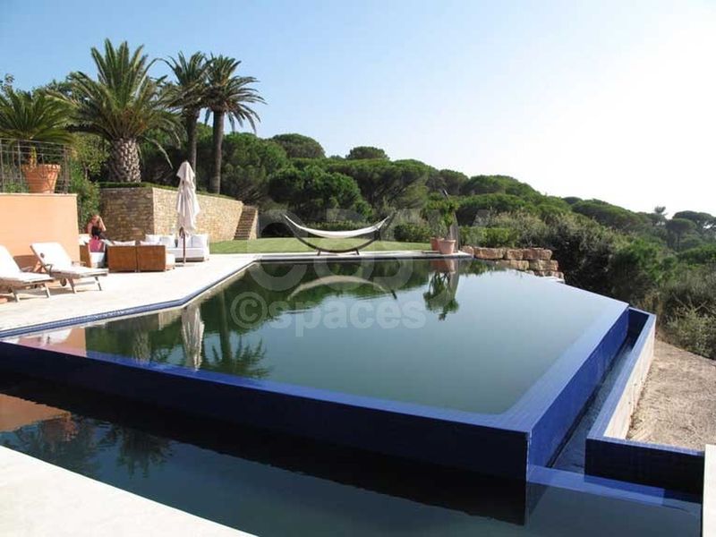Jardin avec piscine vue mer saint-tropez var sud de la france