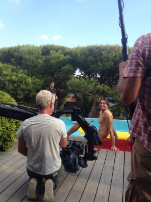tournage à Cassis avec le nageur Camille Lacours